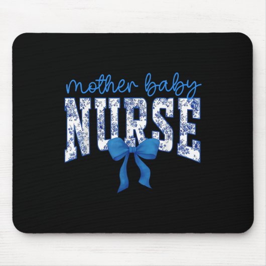 Toilettenpflegerin Schleife Blau Coquette Mutter B Mousepad (Vorne)