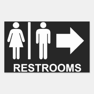 Toilettenschild Pfeil Rechteckiger Aufkleber