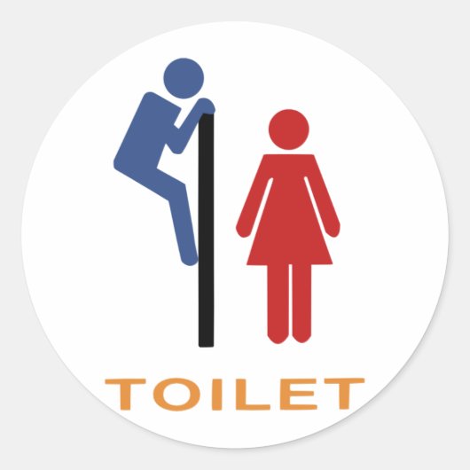 Toilettenschild Runder Aufkleber (Vorderseite)