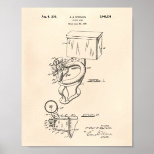 Toilettenschüssel 1936 Patent Kunst Altes Papier Poster