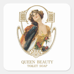 Toilettenseife Queen Beauty Quadratischer Aufkleber