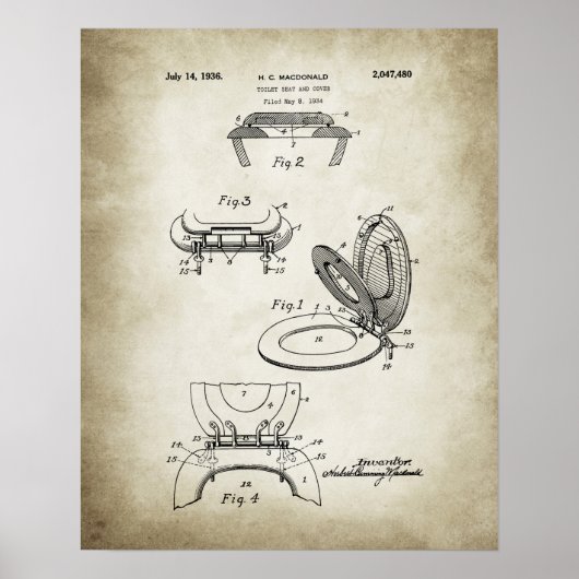 Toilettensitz-Patent Poster (Vorne)