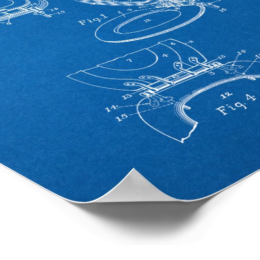 Toilettensitz und Abdeckung - Blueprint Poster (Ecke)