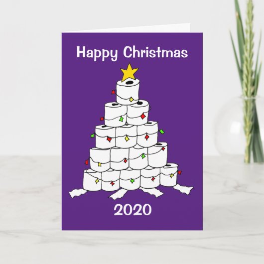 Toilettenwagen 2020 Weihnachtsbaum Feiertagskarte (Vorderseite)