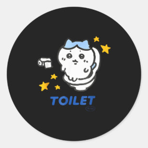 Toilettenzeit Chikawa Meme Lustiges T-Shirt Runder Aufkleber