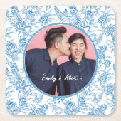 Toilvogel und blumengeschmückte Individuelle Name Rechteckiger Pappuntersetzer (Vorderseite)