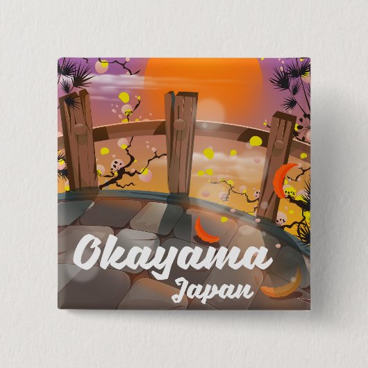 Tokama japanisches Blütenposter. Button (Vorderseite)