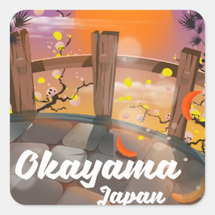 Tokama japanisches Blütenposter. Quadratischer Aufkleber