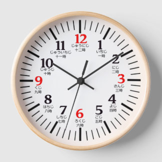 Tokei-Zahlen japanisches Kanji Wanddekor Wood ロ ク Uhr