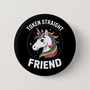 Token gerader Freund Einhorn Schwul LGBTQ Stolz Ve Button