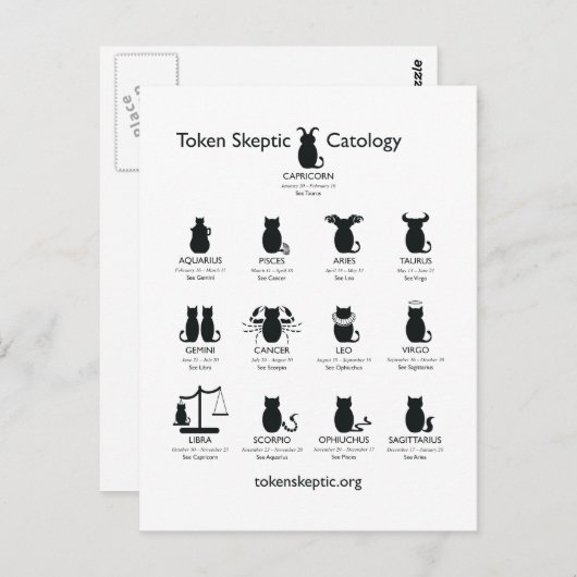 Token Skeptic Catology / Astrologie Postkarte (Vorne/Hinten)