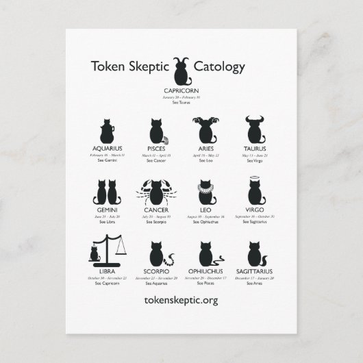 Token Skeptic Catology / Astrologie Postkarte (Vorderseite)