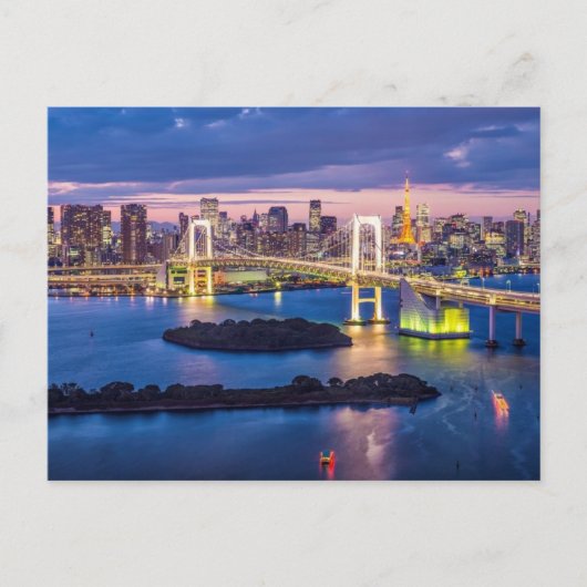 Tokio bei der Nachtpostkarte Postkarte (Vorderseite)