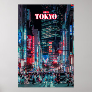 Tokio City at Night - Japan Poster