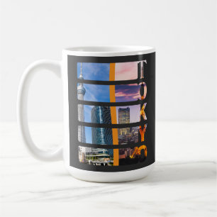 Tokio City Vibe Vertikale Grafik Schwarz Kaffeetasse