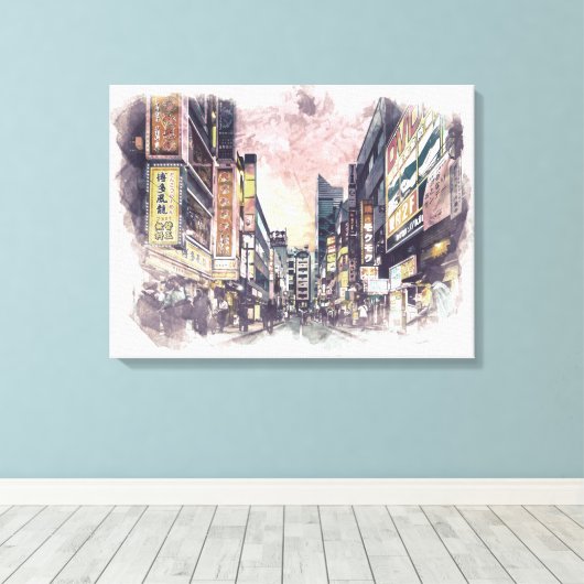 Tokio Japan Aquarellmalerei Leinwand (Insitu (Holzboden))