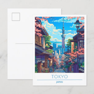 Tokio Japan Art Vintage Reise Postkarte