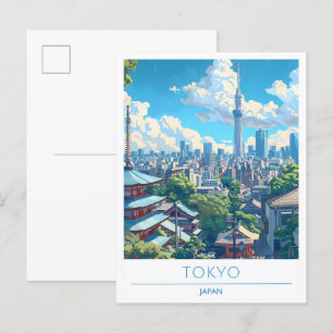 Tokio Japan Art Vintage Reise Postkarte