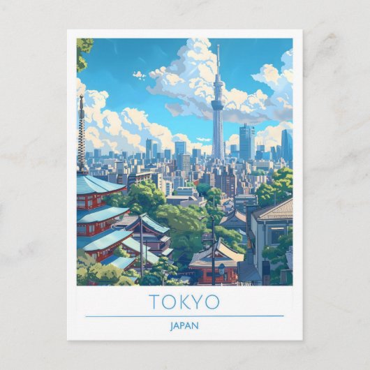 Tokio Japan Art Vintage Reise Postkarte (Vorderseite)