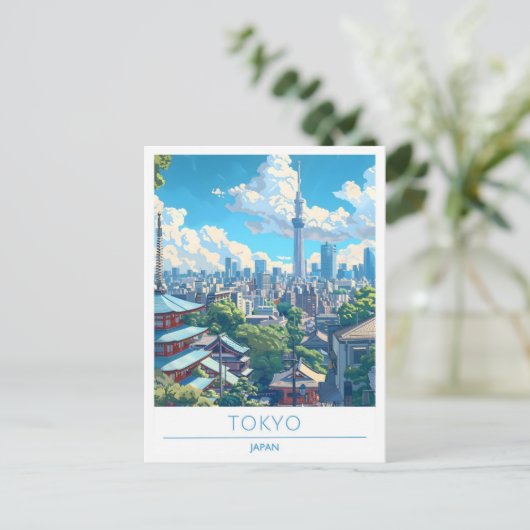 Tokio Japan Art Vintage Reise Postkarte (Stehend Vorderseite)
