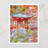 Tokio Japan Berühmte Wasserfarbskizze Postkarte (Vorderseite)