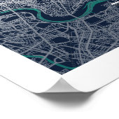 Tokio - Japan Blue Dark City Map Poster (Ecke)