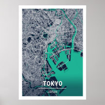 Tokio - Japan Blue Dark City Map