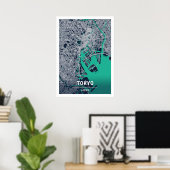 Tokio - Japan Blue Dark City Map Poster (Heimbüro)