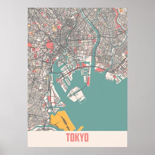 Tokio - Japan Chalk City Map Poster (Vorne)