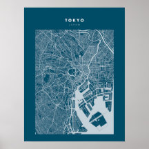Tokio - Japan Dark Blue City Map Poster