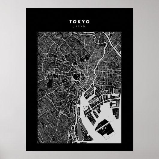 Tokio - Japan Dark City Map Poster (Vorne)