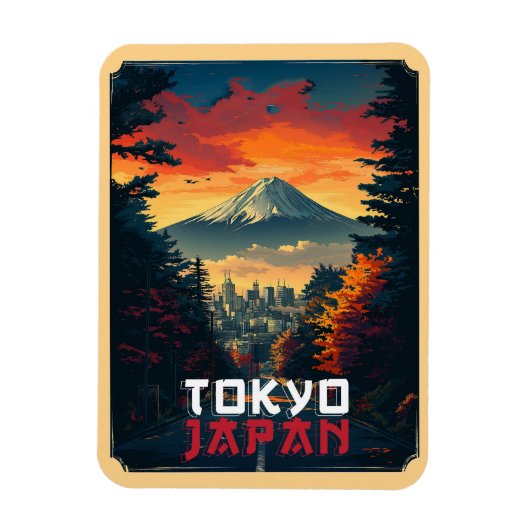 Tokio, Japan: Fuji und Stadtbild Magnet (Vertikal)