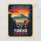 Tokio, Japan: Fuji und Stadtbild Postkarte (Vorderseite)