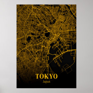 Tokio - Japan Gold City Map Poster