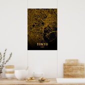Tokio - Japan Gold City Map Poster (Küche)