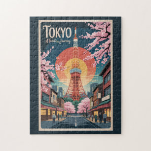 Tokio Japan Illustration Reise Kunst Vintage Puzzle