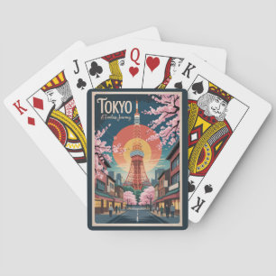 Tokio Japan Illustration Reise Kunst Vintage Spielkarten
