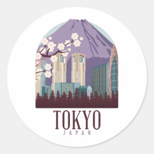 Tokio Japan Japan Vintage Reise Runder Aufkleber