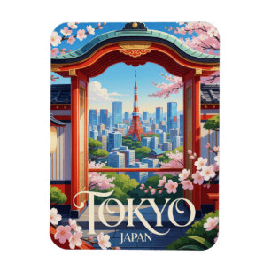Tokio Japan Moderne Skyline Kirschblüten Reise Magnet