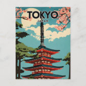 Tokio Japan Nostalgisch Retro Art Postkarte (Vorderseite)