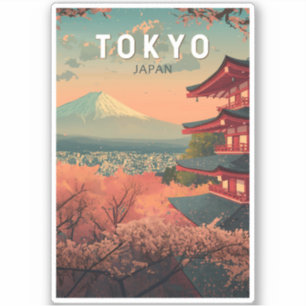 Tokio Japan Reise Kunst Vintage Aufkleber