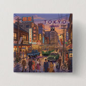Tokio Japan Reise Kunst Vintage Button (Vorderseite)