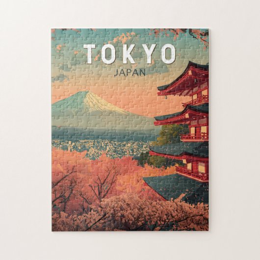 Tokio Japan Reise Kunst Vintage Puzzle (Vertikal)