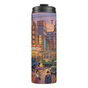 Tokio Japan Reise Kunst Vintage Thermosbecher