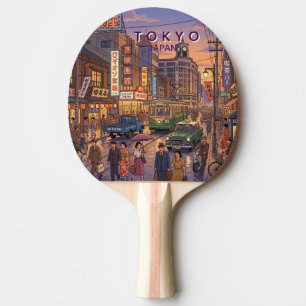 Tokio Japan Reise Kunst Vintage Tischtennis Schläger
