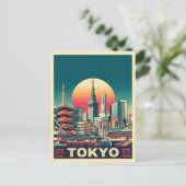 Tokio Japan Reise RETRO Geschenke Postkarte (Stehend Vorderseite)
