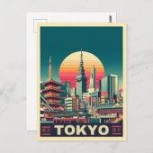 Tokio Japan Reise RETRO Geschenke Postkarte (Vorne/Hinten)