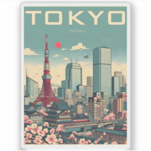 Tokio Japan Reise Vintage-Geschenke  Aufkleber
