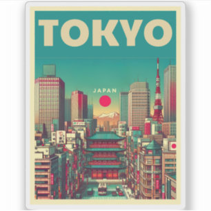 Tokio Japan Reise Vintage-Geschenke Aufkleber