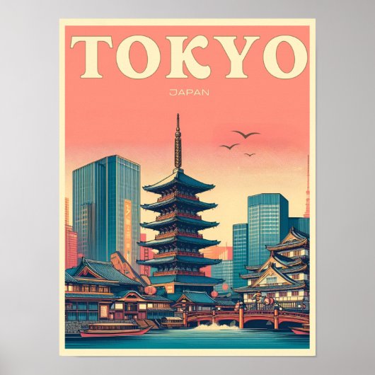 Tokio Japan Reise Vintage Geschenke Poster (Vorne)